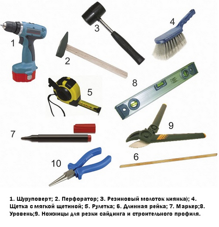 Для выполнения комплекса работ от создания обрешетки до монтажа металлического сайдинга блок хаус, понадобятся некоторые инструменты металлический блок хаус бревно монтаж